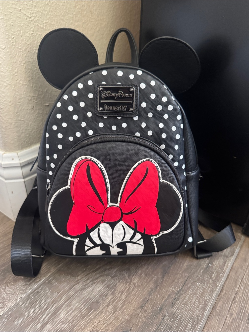 Disney Parks Loungefly Black & Red Minnie Mouse Polka Dot Mini Backpack